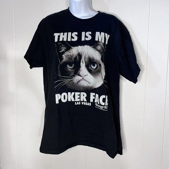 Grumpy Cat This Is My Poker Face 2013 Las Vegas T-shirt Black Color Size Large - Picture 1 of 4